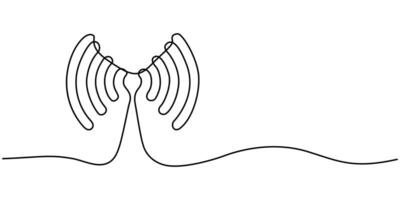 Abstract wi-fi point sign Continuous one line drawing icon illustration vector