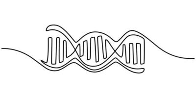 continuous One line drawing of dna isolated on white background vector