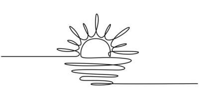 Beach landscape continuous one line drawing vector