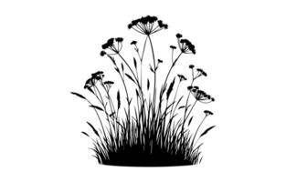 silhouette of meadow on white background Symbol of nature with grass vector