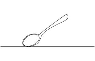 A continuous one-line sketch of cutlery and kitchen utensils vector