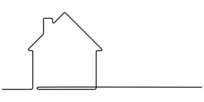 Continuous one line drawing thin line home illustration minimalist house icon vector