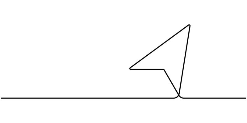 Continuous one line drawing cursor arrow icon on a white background