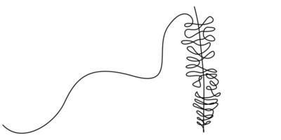 One continuous line drawing of beautiful Fuji flower with leaf vector