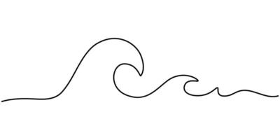 ocean wave continuous one line drawing illustration vector