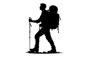 Hikers at dawn wearing head-lamps silhouette vector