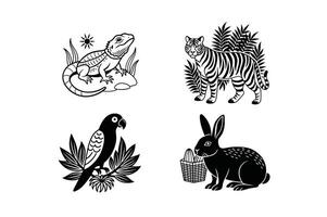 Black Animal Icons Minimalist Illustrations for Stock Use.. vector