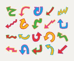 Multicolored Hand-Drawn Arrows vector