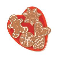 Plate with gingerbread cookies on plate top view illustration vector