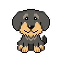 Pixel art cute dog in retro style vector