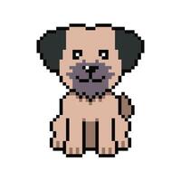 Pixel art dog in retro style vector