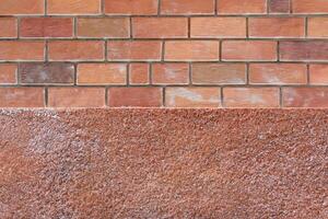 Background of Artificial Polyurethane Brick wall and Foam Cement wall in separate layer. photo
