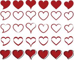 set of flat hearts in different shapes vector