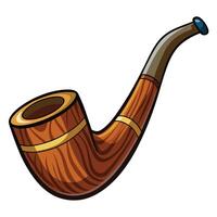 A pipe with a wooden handle on a white background vector