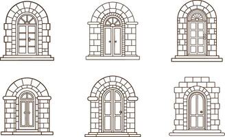 Architecture door set vector