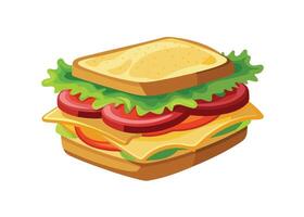 A sandwich with lettuce, tomato and cheese on it vector