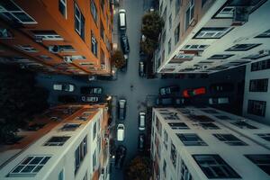 Aerial view of city intersection. photo