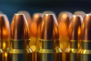 Close-up of copper-tipped bullets. photo