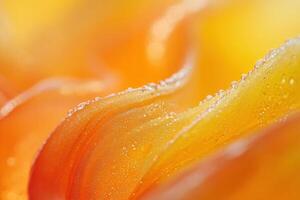 Close-up of dew-covered orange flower petals. photo