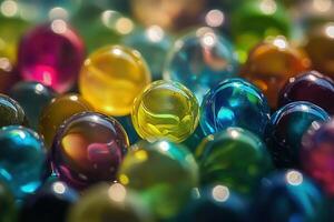 Colorful translucent spheres close-up. photo