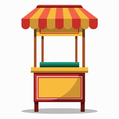 A food stand with a red and yellow awning