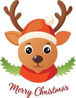 Christmas reindeer with hat and scarf vector