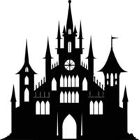 A castle silhouette with a tower and spires vector