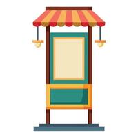 A billboard stand with a canopy and a sign vector