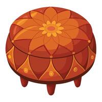 An orange ottoman with a flower design vector