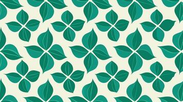 A green and white pattern with leaves vector