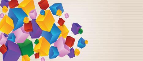Abstract Colorful 3D Cubes on Neutral Background vector