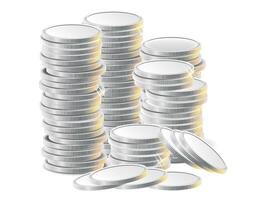 Stacked Silver Coins with Glossy Highlights vector