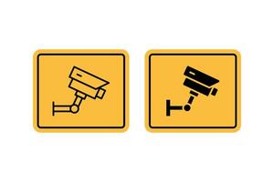 CCTV icon on yellow square vector