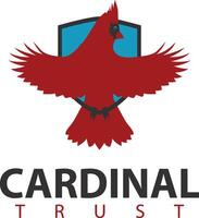 Cardinal bird and shield logo vector