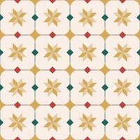 Christmas block star with sparkling and diamonds, seamless pattern for cement tile, wrapping paper, wallpaper and Xmas decoration. vector