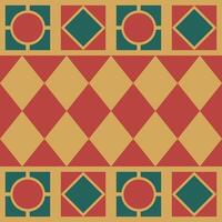Vintage Christmas argyle with geometric border, horizontal seamless pattern for retro style decoration. vector