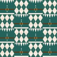 Square elf and argyle in Christmas style, seamless pattern for wrapping paper, wallpaper and decoration. vector