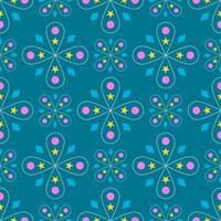 Flower snowflake with elements inside, winter theme seamless pattern for fabric, textile, garment and wrapping paper. vector