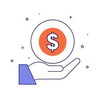 Dollar sign and hand with the word Support isolated on a white background vector