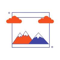 Mountain Peaks and Clouds Border Frame with Copy Space vector