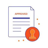 Floating contract and stamp with Approved text vector