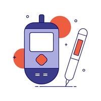 Continuous glucose monitor CGM and pen with Advanced Care text vector