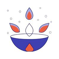 Floating Diwali diya with floating flower petals suspended mid air isolated on a white background vector