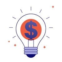 Dollar sign and lightbulb with the word Ideas isolated on a white background vector