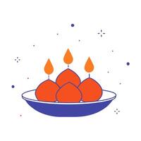 Floating Diwali thali with glowing sweets suspended mid air isolated on a white background vector