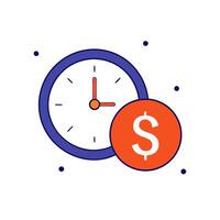 Dollar sign and clock isolated on a white background vector