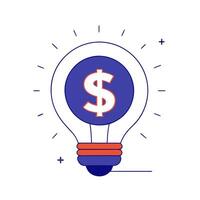 Dollar sign and lightbulb with the word Ideas isolated on a white background vector