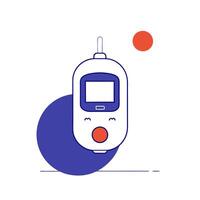 Floating continuous glucose monitor CGM and blue circle on white background vector