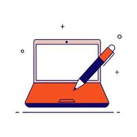 Floating laptop and pen with Content Creation text vector