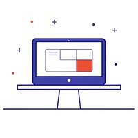 Monitor with holographic timeline and events vector